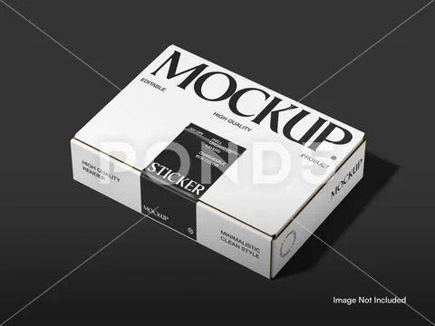 Delivery Product Box Packaging with Sticker Mockup PSD Template