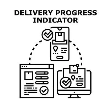 Delivery progress indicator tracking online order status 스톡 일러스트