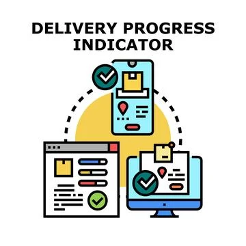 Delivery progress indicator tracking online order status 스톡 일러스트