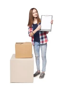 Delivery, relocation and unpacking. Foto stock