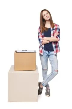 Delivery, relocation and unpacking. Foto stock
