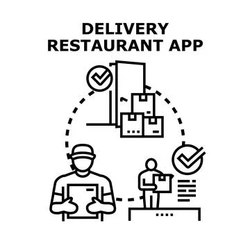Delivery restaurant app service concept illustration Stock Illustration