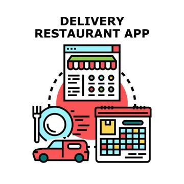 Delivery restaurant application service for online food ordering Illustrazione stock