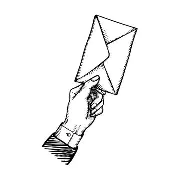 Delivery retro concept image of hand with envelope Stock Illustration