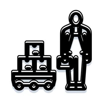 Delivery robot concept with parcel boxes delivering goods イラスト素材