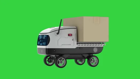 Delivery robot with parcel box on green screen 動画素材 152352424