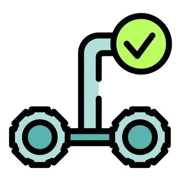 Delivery robot successfully completing order with checkmark symbol Stock Illustration