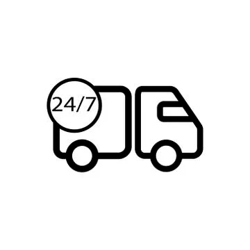 Delivery round the clock outline icon. Symbol, logo illustration for mobile Stock Illustration