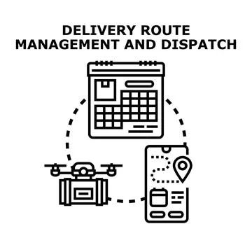 Delivery route management dispatching logistics service icons 스톡 일러스트