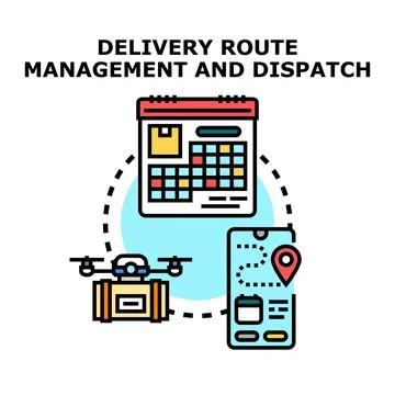 Delivery route management dispatching logistics service icons Stock Illustration
