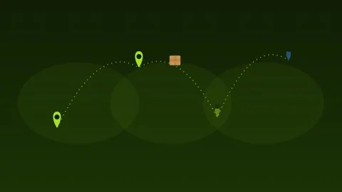 Delivery route map pins tracking lime logistics loop Vídeos de archivo 342613608