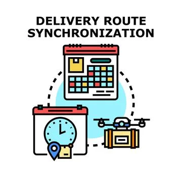 Delivery route synchronization planning logistics management concept 스톡 일러스트