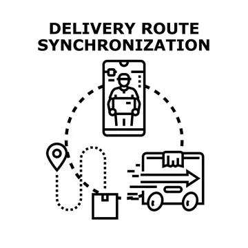 Delivery route synchronization planning logistics service 스톡 일러스트