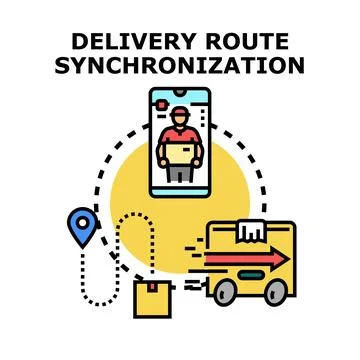 Delivery route synchronization planning logistics service Illustrazione stock