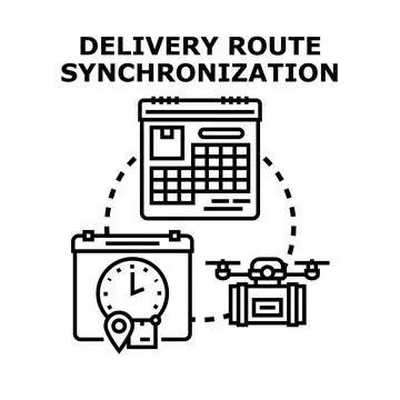 Delivery route synchronization planning logistics management concept イラスト素材