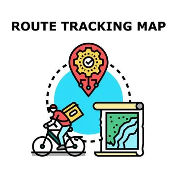 Delivery route tracking map planning logistics navigation 스톡 일러스트