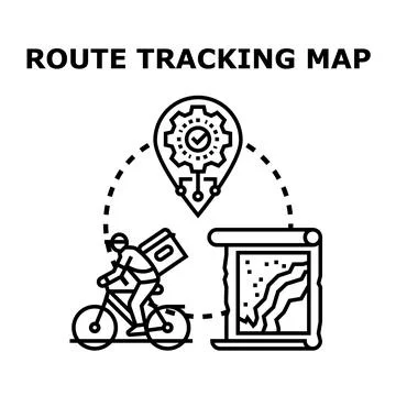 Delivery route tracking map planning logistics navigation 库存插图