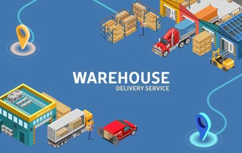Delivery route trough warehouse Stock Illustration