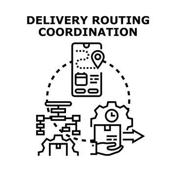 Delivery routing coordination logistics planning concept Illustrazione stock