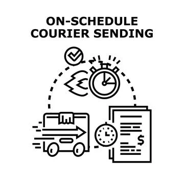 Delivery schedule, timely package sending service concept Stock Illustration