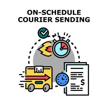 Delivery schedule, timely package sending service concept Stock Illustration