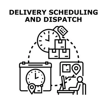 Delivery scheduling and dispatching logistic process concept 스톡 일러스트