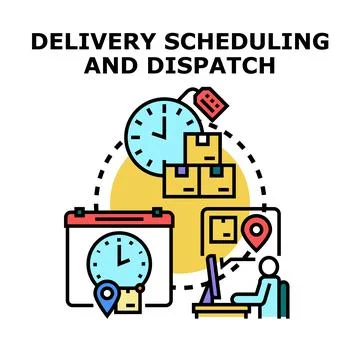 Delivery scheduling and dispatching logistic process concept Stock Illustration