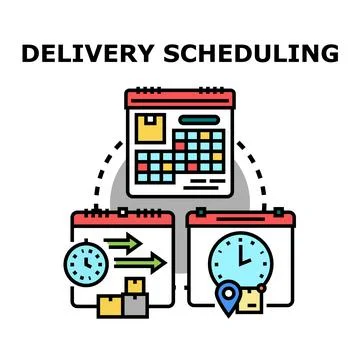 Delivery scheduling concept planning logistics and management Stock Illustration
