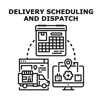 Delivery scheduling dispatching logistics system technology Stock Illustration