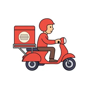 Delivery scooter with box Stock Illustration