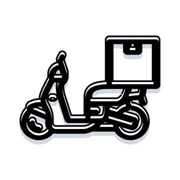Delivery scooter carrying a package for express shipping Stock Illustration