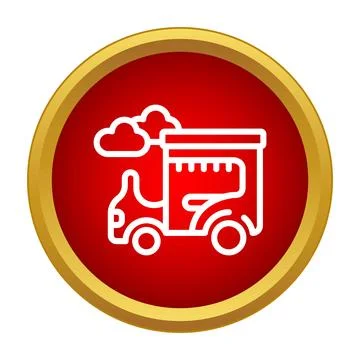 Delivery scooter distributing packages icon in red circle Stock Illustration