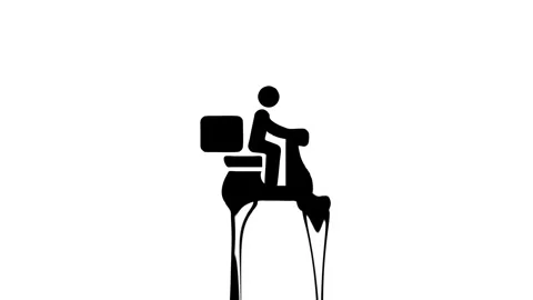 Delivery scooter isolated on white background, courier on motorbike Stock Footage 327761593
