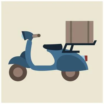 Delivery Scooter With Parcel Box 库存插图