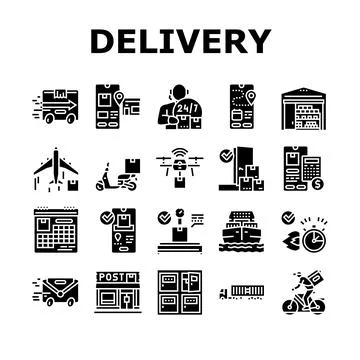 Delivery Service Application Icons Set Vector Stock Illustration