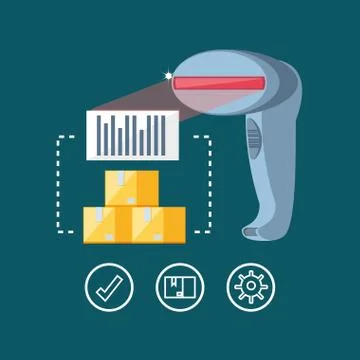 Delivery service with barcode reader 库存插图