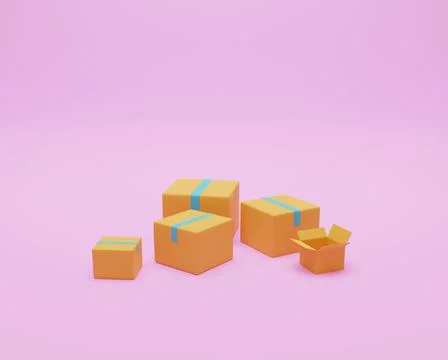 Delivery service boxes. Delivery. 3D Render Stock Illustration