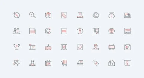 Delivery service, cargo export and merchandise, storage of packages line icon Stock-Illustration