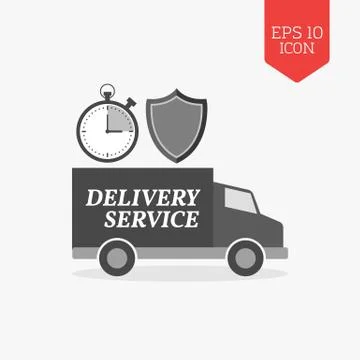 Delivery service concept icon. Flat design gray color symbol. Modern UI web n Stock Illustration