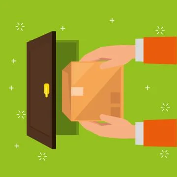 Delivery service hand with box lifting Illustrazione stock