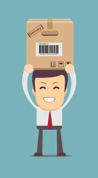 Delivery service man with box Stock Illustration