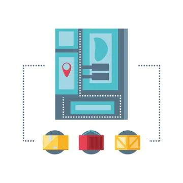 Delivery service with map guide Illustrazione stock