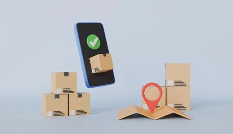 Delivery service on mobile application, Logistic application service concept Illustrazione stock