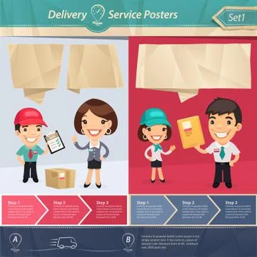 Delivery Service Posters Stock Illustration
