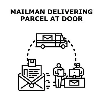Delivery service process with mail and parcel dispatching Ilustração Stock