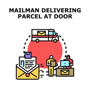 Delivery service process with mail and parcel dispatching Stock Illustration