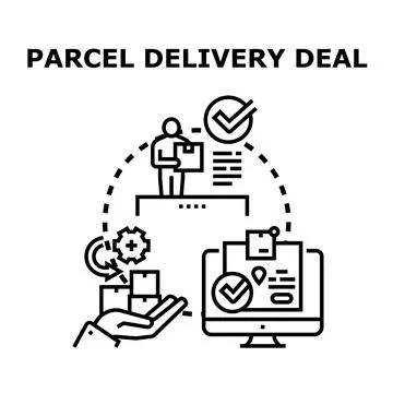 Delivery service process managing online order shipment Stockillustratie