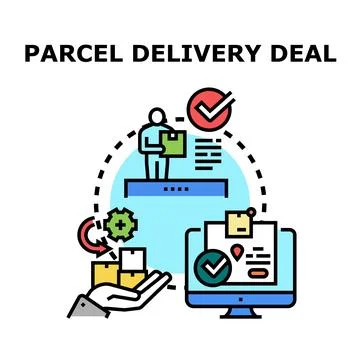 Delivery service process managing online order shipment 库存插图