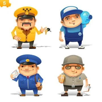 Delivery service professions set Stock Illustration