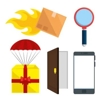 Delivery service set icons Stock Illustration